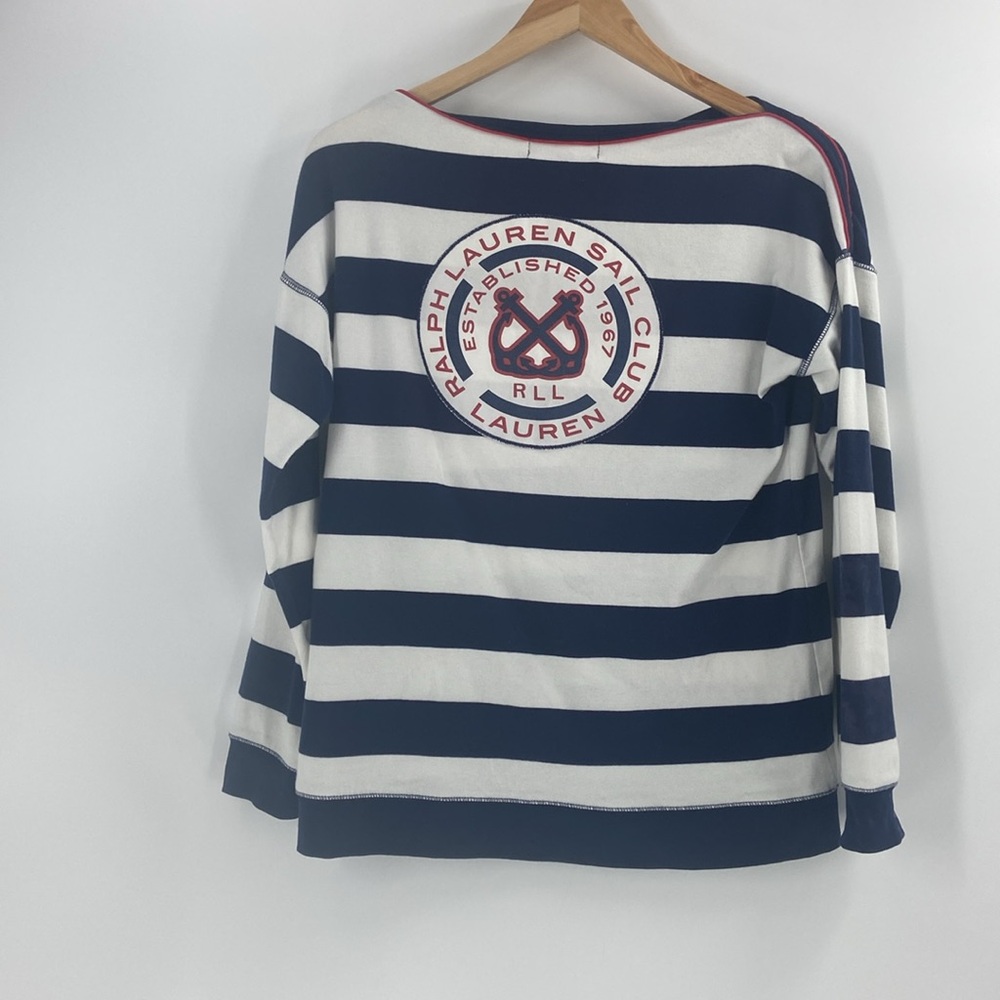 Lauren Ralph Lauren Active navy and white striped boatneck pullover long sleeve